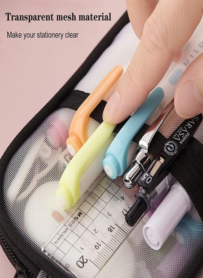 DROPOSALE Big Transparent Pencil Pouch with Zipper Simple Stationery Bag Aesthetic for School Teen Girl Boy Multi-Purpose Use for Office Men Women Pack of 1 (Light Black) - Image 2